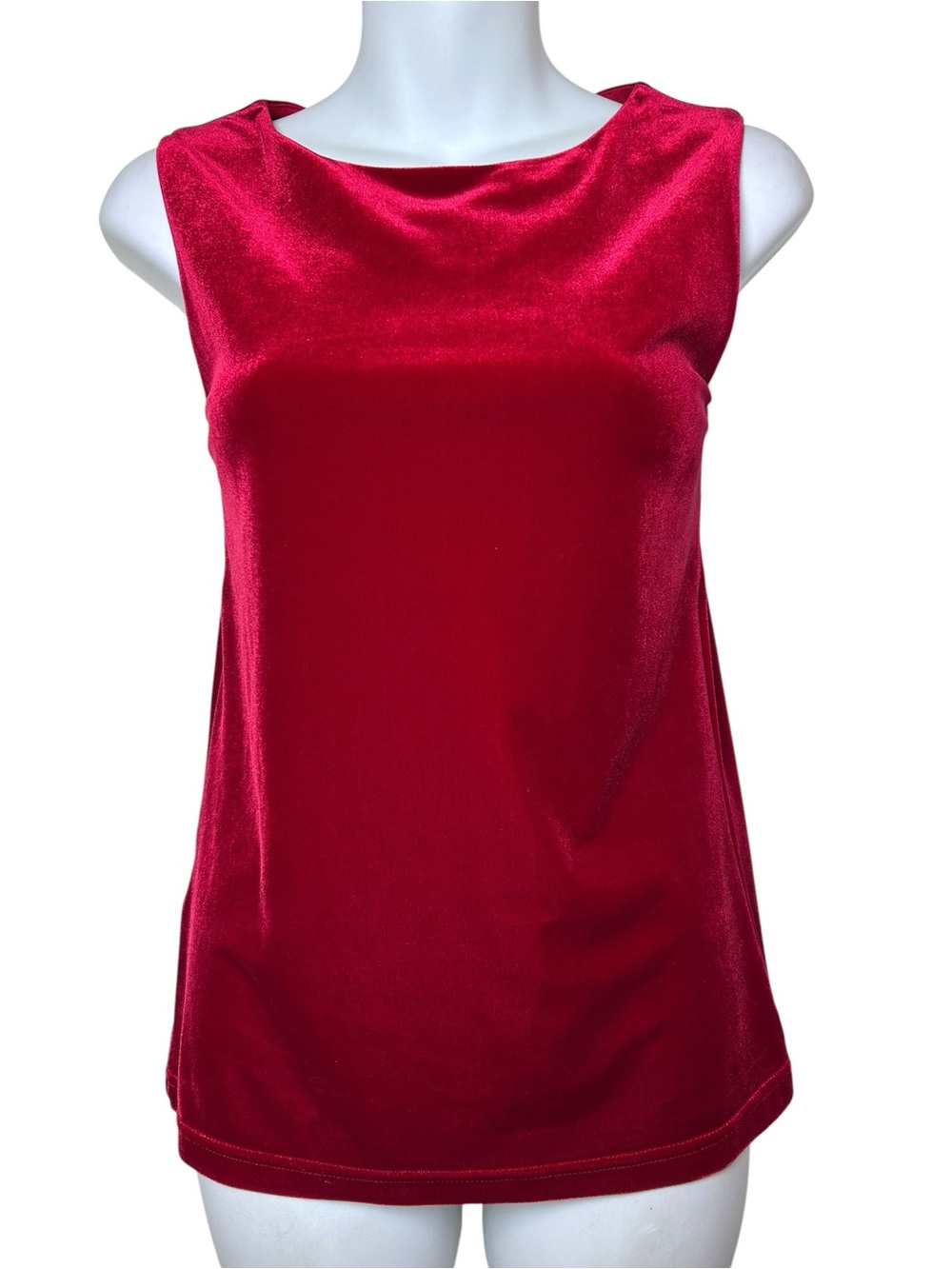 Vintage Laura Ashley red velvet sleeveless tank top size small 90s vamp whimsy